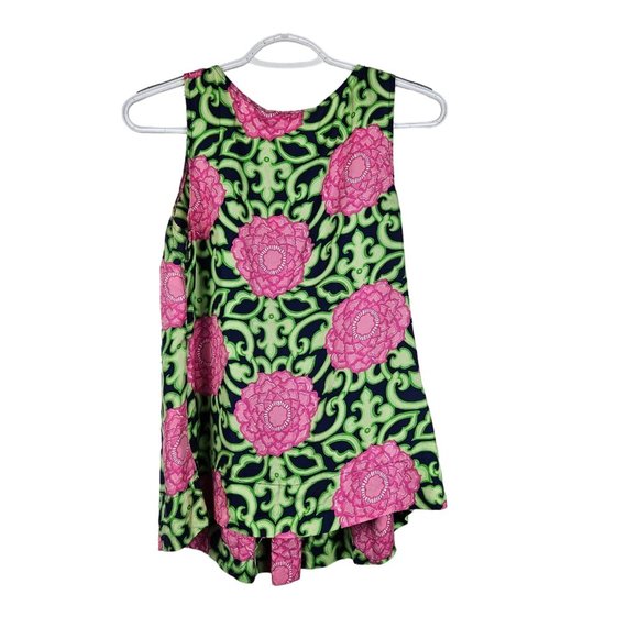 Lilly Pulitzer Silk Private Property Tara Floral Sleeveless Top Size 2 Side Zip - Picture 8 of 9
